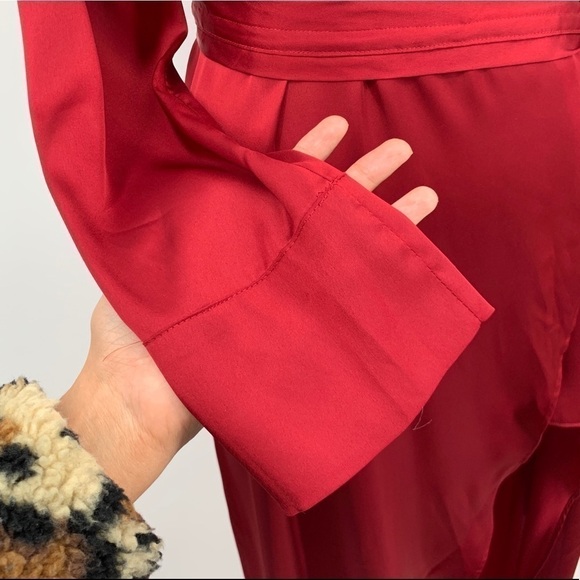 FOR LOVE & LEMONS x JAIME KING LA LYDIA RUBY RED  ROBE LONG SLEEVE WRAP DRESS - Picture 7 of 15
